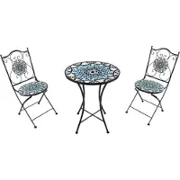 Axi Amélie 3-delige Mozaïek Bistroset Multikleur | Bistro Set met tafel & 2 stoelen | Balkonset van metaal & Siciliaans design