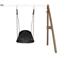 Axi Nestschommel Roxy met frame van hout in bruin & wit | Schommel met muurbevestiging voor kinderen met nest schommelzitje | Schommelset enkel aan muur voor tuin / buiten