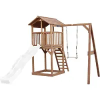 Axi Beach Tower Speeltoren met Enkele Schommel Bruin - Witte Glijbaan