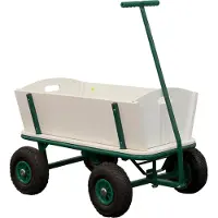 Sunny Billy Beach Wagon Bolderkar Groen - Blank hout - Bolderwagen met luchtbanden - 94x61x97cm