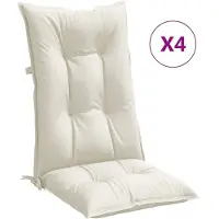 vidaXL Stoelkussens 4 st hoge rug 120x50x7 cm stof gemêleerd crème