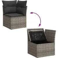 vidaXL Tuinhoekbank met kussens poly rattan grijs