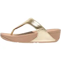 Original Brands Lulu Leather Toepost Dames Slippers - Metallic Beige