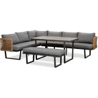 LUX outdoor living Moskou dining loungeset 8 personen | aluminium + wicker | antraciet | 4-delig - 258x197cm