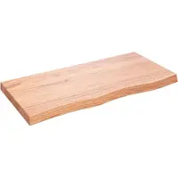 vidaXL Wastafelblad 100x50x(2-6) cm behandeld massief hout lichtbruin