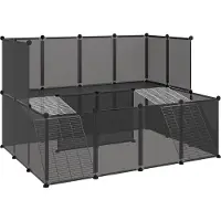 vidaXL Dierenhok klein 143x107x93 polypropeen en staal zwart