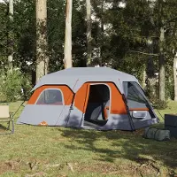 vidaXL Tent 6-persoons 441x288x217 cm grijs en oranje
