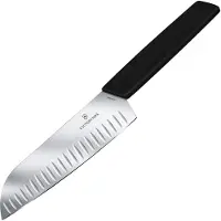 Victorinox Swiss Modern Santokumes 17cm - Kuiltjes - Zwart