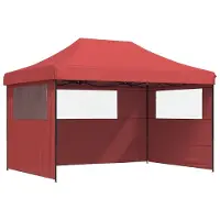 vidaXL - Partytent - inklapbaar - pop-up - met - 3 - zijwanden - bordeauxrood