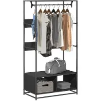 vidaXL Kledingkast 90x50x180 cm bewerkt hout zwart