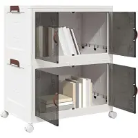vidaXL Opbergbox stapelbaar met wielen 2-laags 75 L 64x40x76 cm
