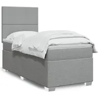 vidaXL Boxspring met matras stof lichtgrijs 100x200 cm