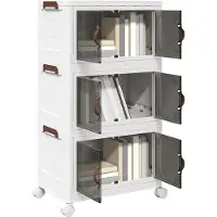 vidaXL Opbergbox stapelbaar met wielen 3-laags 28 L 48,5x29,5x86 cm