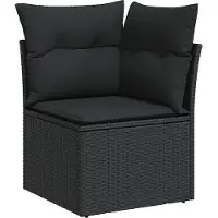 vidaXL 8-delige tuinmeubelset met kussens, zwart, polyrotan