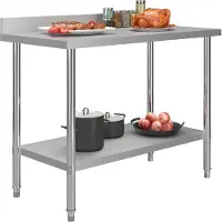 vidaXL Keukenwerktafel met spatscherm 120x60x93 cm roestvrij staal