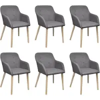 vidaXL Eetkamerstoelen 6 st stof en massief eikenhout lichtgrijs