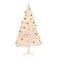vidaXL Kunstkerstboom met verlichting en kerstballen 210 cm wit