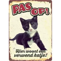 Plenty Gifts waakbord blik verwend katje