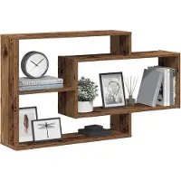 vidaXL Wandschap 104x20x58,5 cm bewerkt hout oud houtkleurig