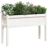 vidaXL Plantenbak met poten 110x31x70 cm massief grenenhout wit