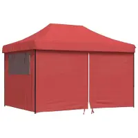 vidaXL Partytent inklapbaar pop-up met 4 zijwanden bordeauxrood