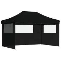 vidaXL - Partytent - inklapbaar - pop-up - met - 3 - zijwanden - zwart