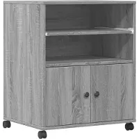 vidaXL Printerkastje met wielen 60x48x74 cm grijs sonoma eikenkleur
