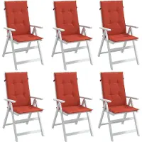 vidaXL Stoelkussens 6 st hoge rug 120x50x4 cm stof gemêleerd rood