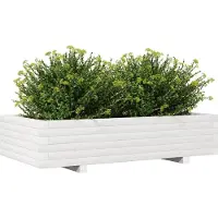 vidaXL Plantenbak 110x60x26,5 cm massief grenenhout wit