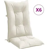 vidaXL Stoelkussens 6 st hoge rug 120x50x7 cm stof gemêleerd crème
