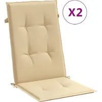 vidaXL Stoelkussens 2 st hoge rug 120x50x4 cm stof gemêleerd beige