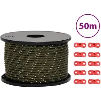 vidaXL Tentscheerlijn met reflecterende strips en spanners 50 m 5 mm