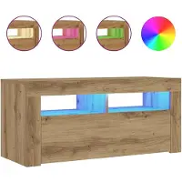 vidaXL Tv-meubel met LED 90x35x40 cm bewerkt hout artisanaal eiken