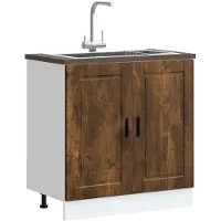 vidaXL Spoelbakonderkast Porto 80x46x81,5cm bewerkt hout gerookt eiken