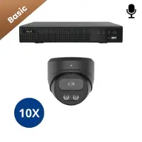 Dutch Security Systems 10x Beveiligingscamera set - Bedraad - Sony Dome Basic 2K - Zwart -