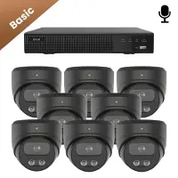 Dutch Security Systems 8x Beveiligingscamera set - Bedraad - Sony Dome Basic 2K - Zwart -
