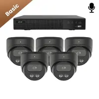 Dutch Security Systems 5x Beveiligingscamera set - Bedraad - Sony Dome Basic 2K - Zwart -