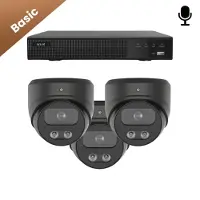 Dutch Security Systems 3x Beveiligingscamera set - Bedraad - Sony Dome Basic 2K - Zwart -