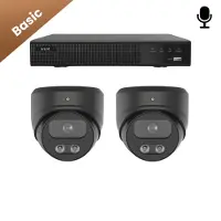 Dutch Security Systems 2x Beveiligingscamera set - Bedraad - Sony Dome Basic 2K - Zwart -