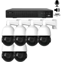 Dutch Security Systems 6x Beveiligingscamera set - Bedraad - Sony PTZ 360 graden 2K - Wit -