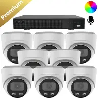Dutch Security Systems 8x Beveiligingscamera set - Bedraad - Sony Dome Premium Full Color 4K - Wit -