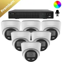 Dutch Security Systems 6x Beveiligingscamera set - Bedraad - Sony Dome Premium Full Color 4K - Wit -
