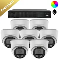 Dutch Security Systems 7x Beveiligingscamera set - Bedraad - Sony Dome Premium Full Color 4K - Wit -