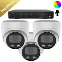 Dutch Security Systems 3x Beveiligingscamera set - Bedraad - Sony Dome Premium Full Color 4K - Wit -