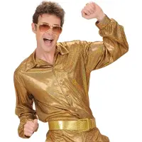 Widmann Goudkleurige disco blouse voor mannen