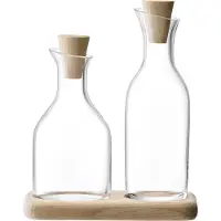 LSA International L.S.A. Serve Olie & Azijnset - Incl. Eikenhouten Plateau - 15 x 8,5 x 17 cm - Glas