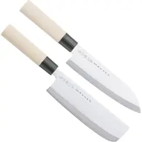 Satake Houcho Knife Set Santuko & Vegetable Chopping Knife 17 Cm - Messen & mesaccessoires Koolstofstaal Roestvrij staal - SHG101W