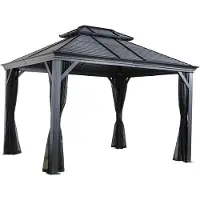 Sojag Paviljoen Mykonos, 10x14, basaltgrijs, 299 x 425 x 292 cm (L x B x H), aluminium