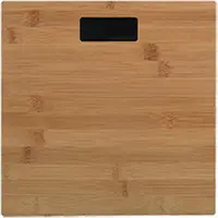 MSV Personen weegschaal - Bamboe hout look - glas - 28 x 28 cm - digitaal - Weegschalen