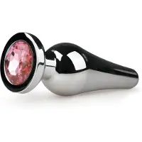 Easytoys Anal Collection Zilverkleurige metalen buttplug met roze diamant